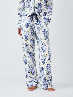 John Lewis Iris Floral Pyjama Bottoms, Ivory/Blue, Ivory/Blue