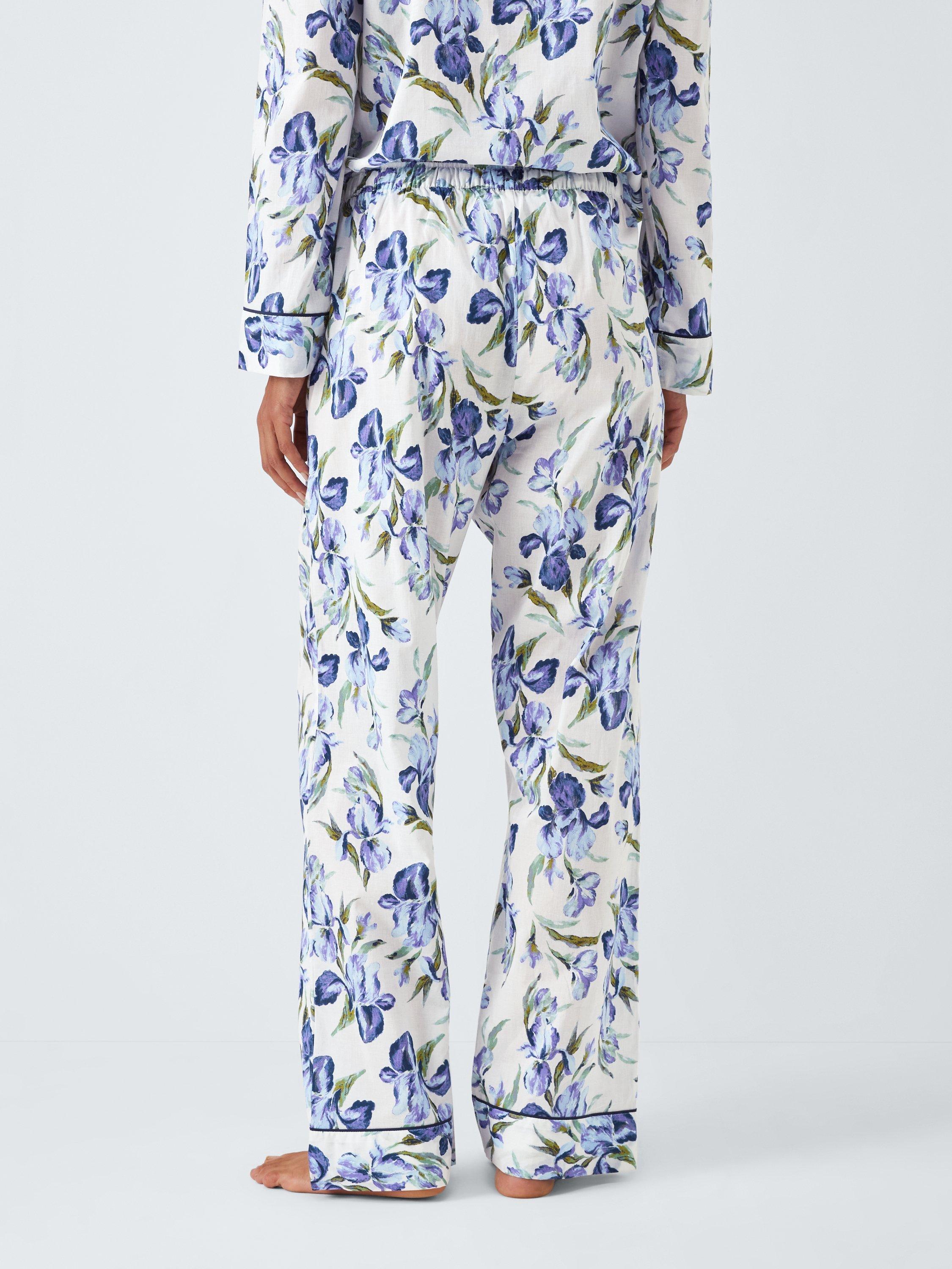Product image 2 of 6, which shows John Lewis Iris Floral Pyjama Bottoms, Ivory/Blue, 8