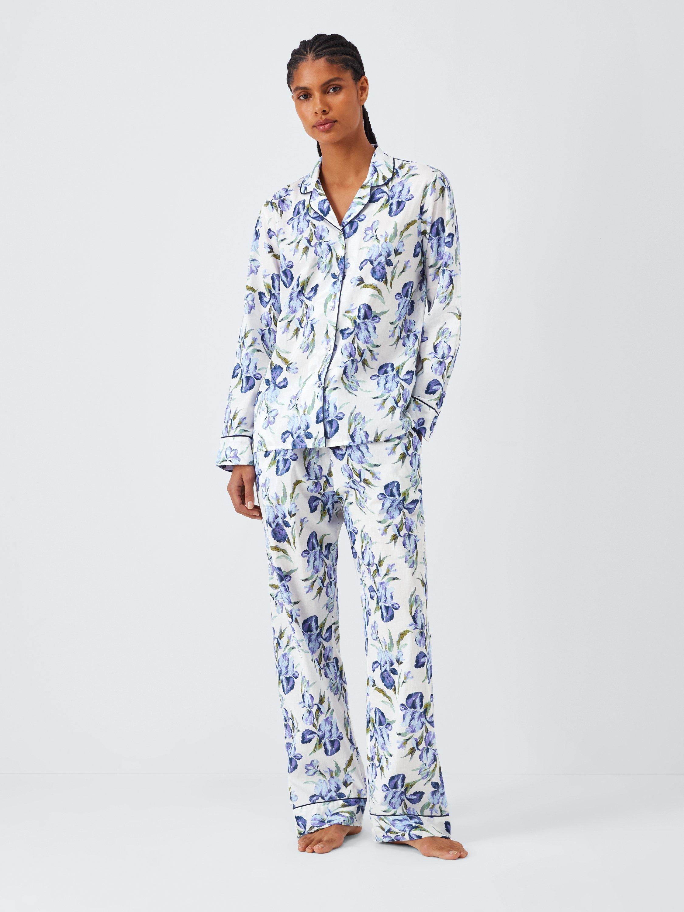 Product image 3 of 6, which shows John Lewis Iris Floral Pyjama Bottoms, Ivory/Blue, 8