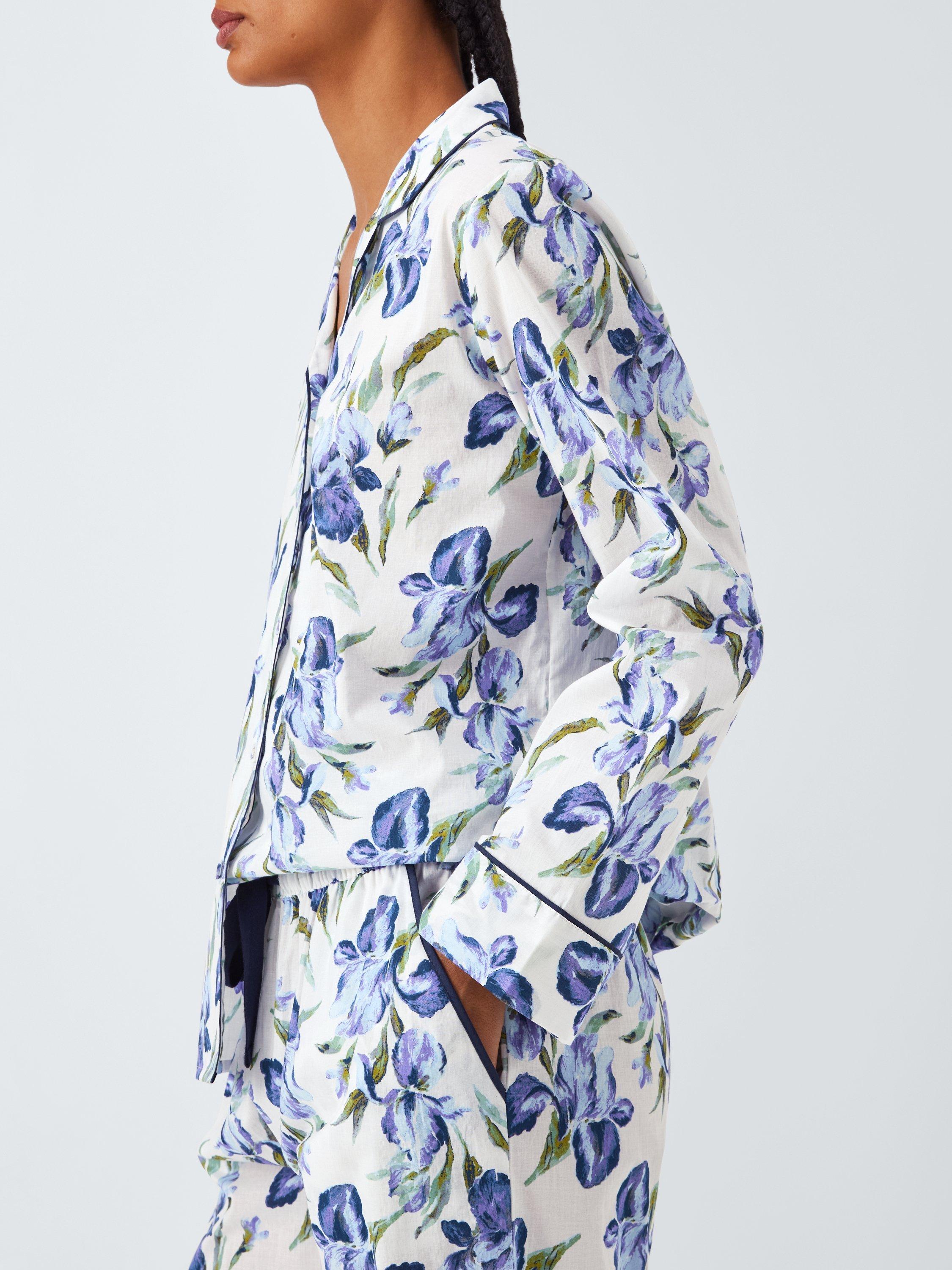 Product image 6 of 6, which shows John Lewis Iris Floral Pyjama Bottoms, Ivory/Blue, 8