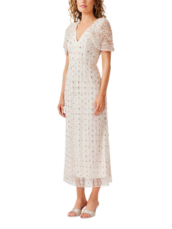 Elliatt Kristina Beaded Mesh Midi Dress, White - view 2, White