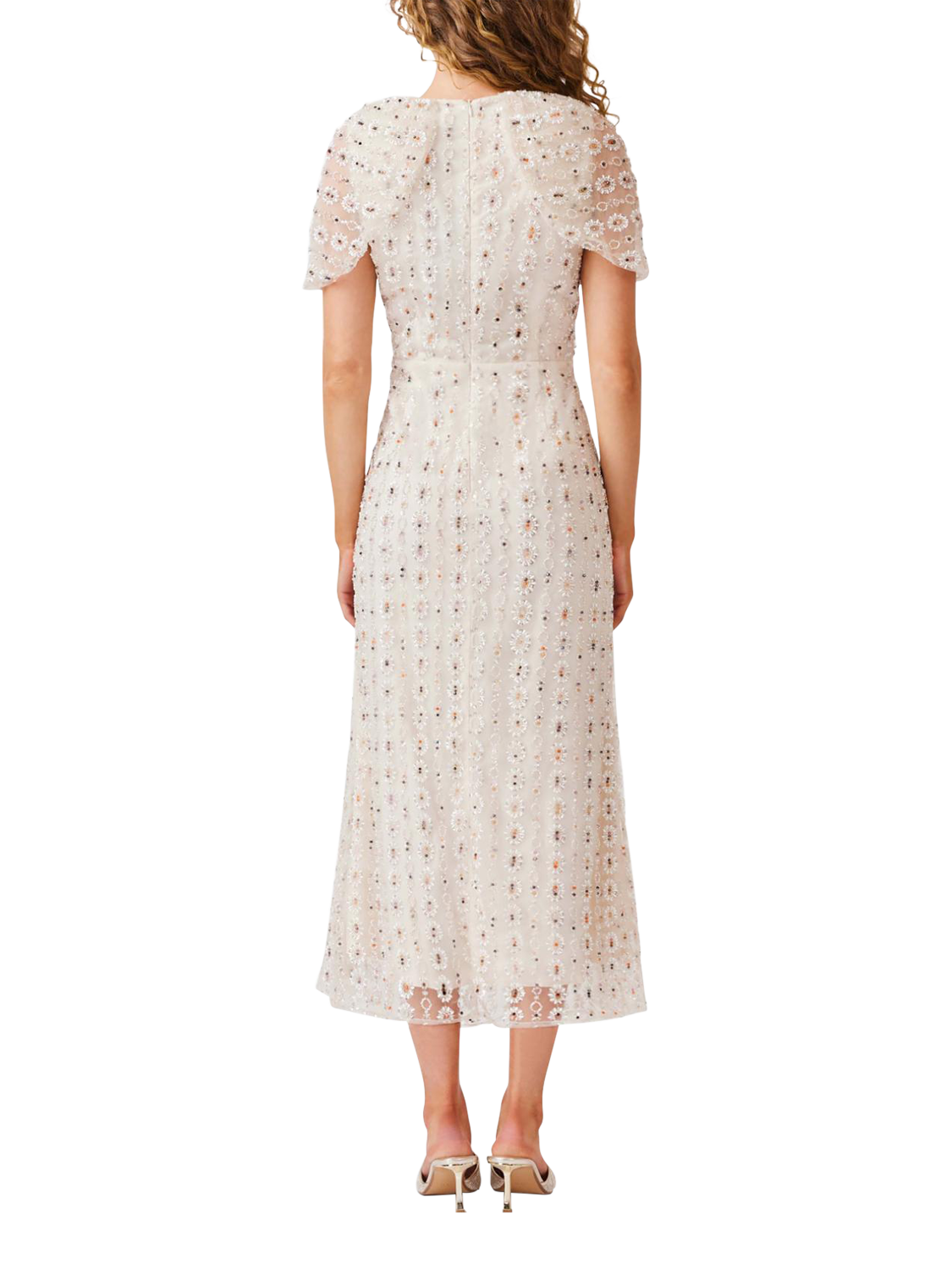 Product image 4 of 5, which shows Elliatt Kristina Beaded Mesh Midi Dress, White, XS
