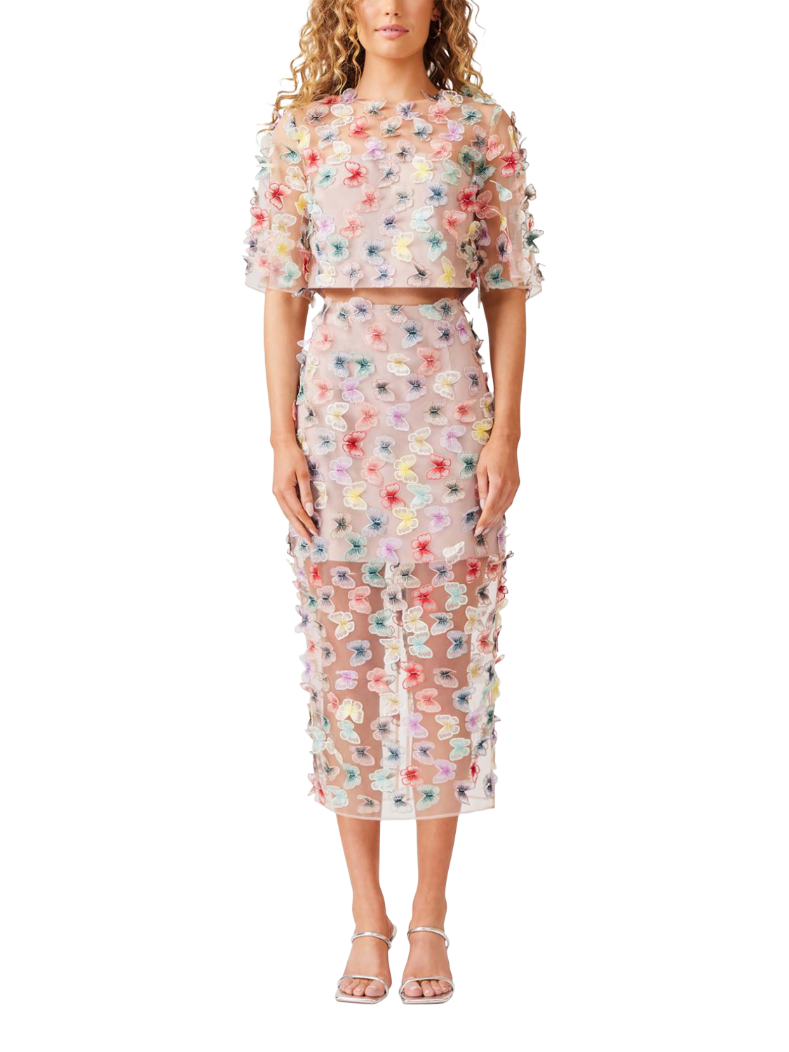 Product image 1 of 6, which shows Elliatt Aviva 3D Butterfly Top, Multi, XS