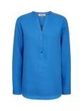 MOS MOSH Danna Pure Linen Top, Mid Blue