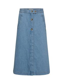 MOS MOSH Marti Organic Cotton Blend Denim Skirt, Mid Blue, Mid Blue