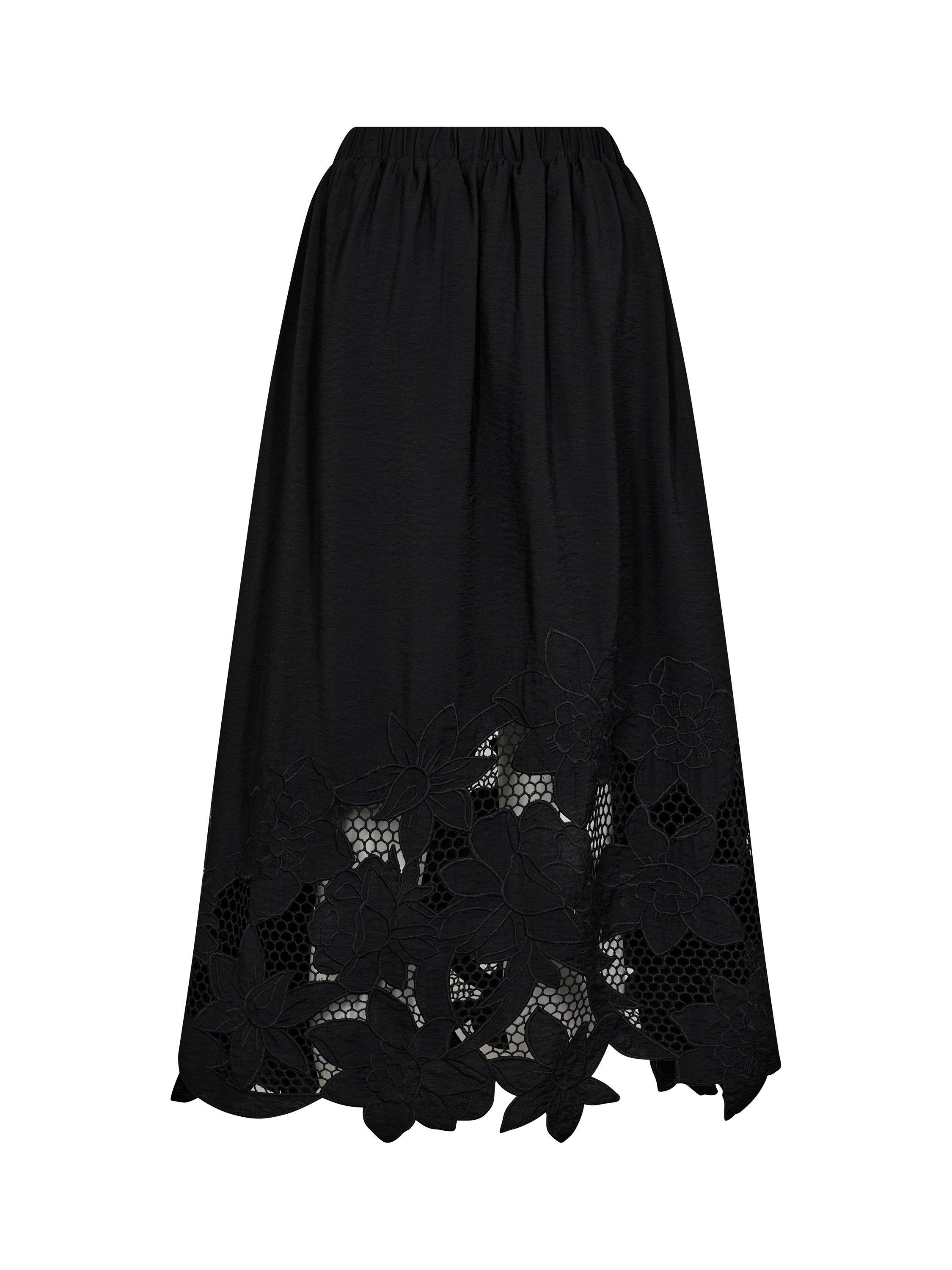 Product image 2 of 4, which shows MOS MOSH Zorai Brodi A-Line Midi Skirt, Black, XS