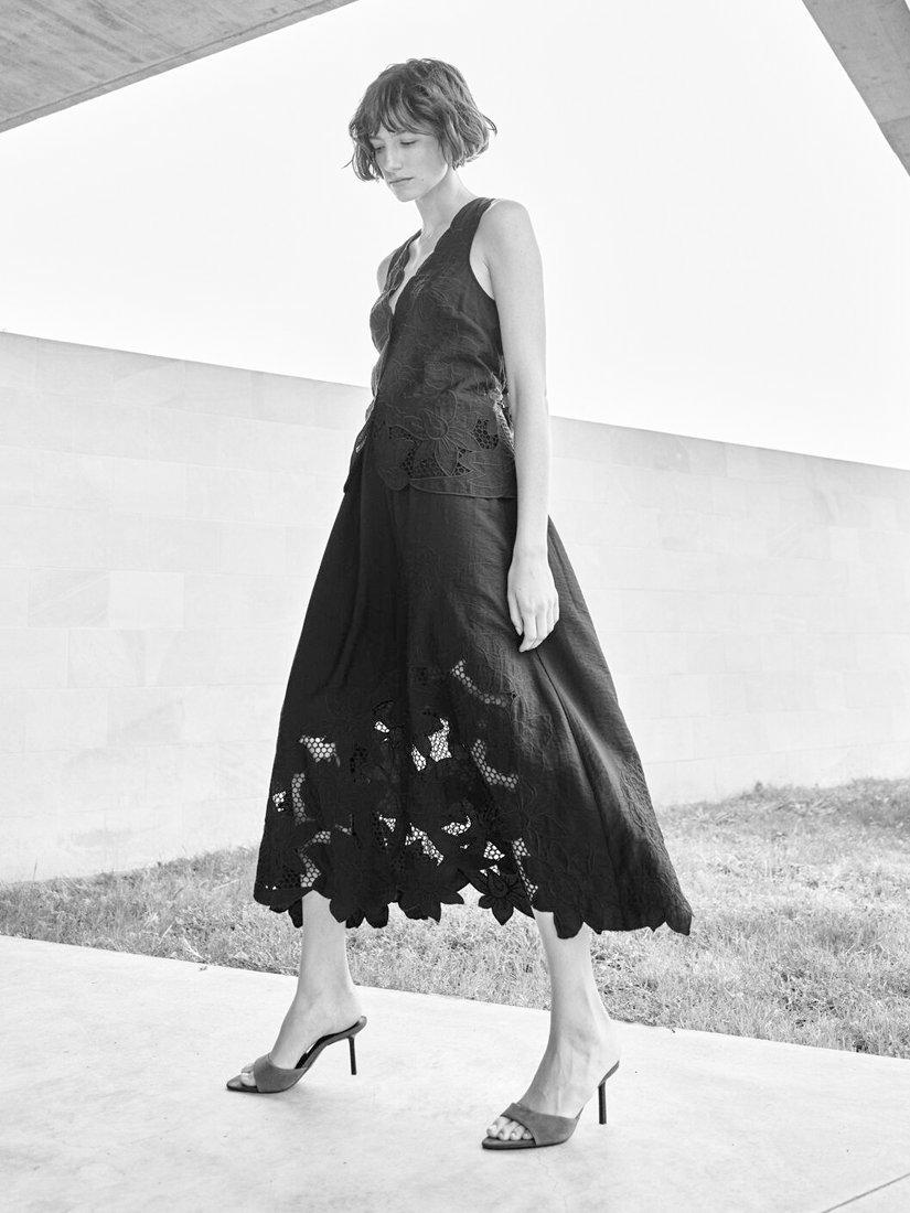 Product image 3 of 4, which shows MOS MOSH Zorai Brodi A-Line Midi Skirt, Black, XS