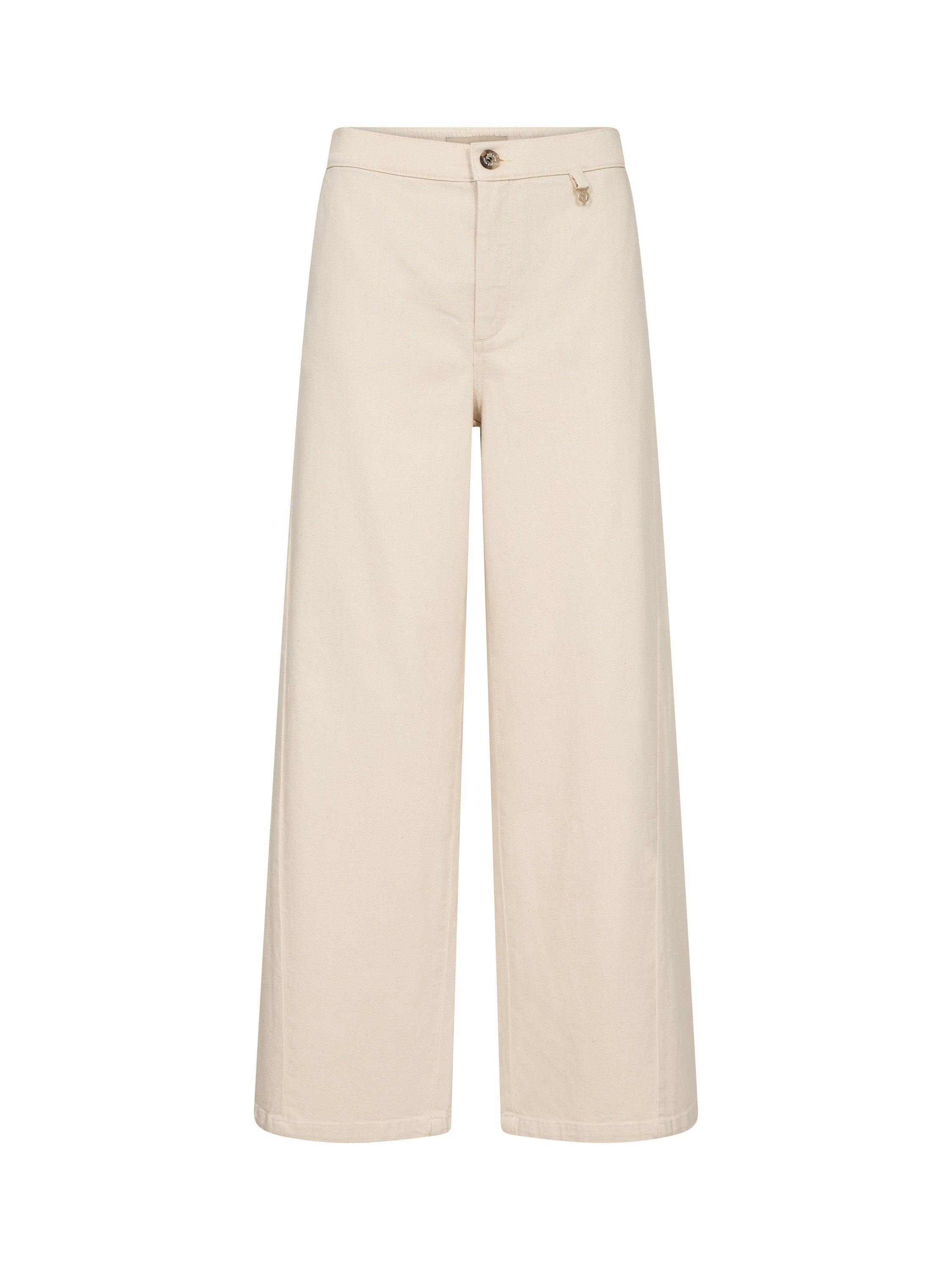 Product image 1 of 2, which shows MOS MOSH Vincent Cotton Wide-Leg Tailored Trousers, Natural Cream, 25R