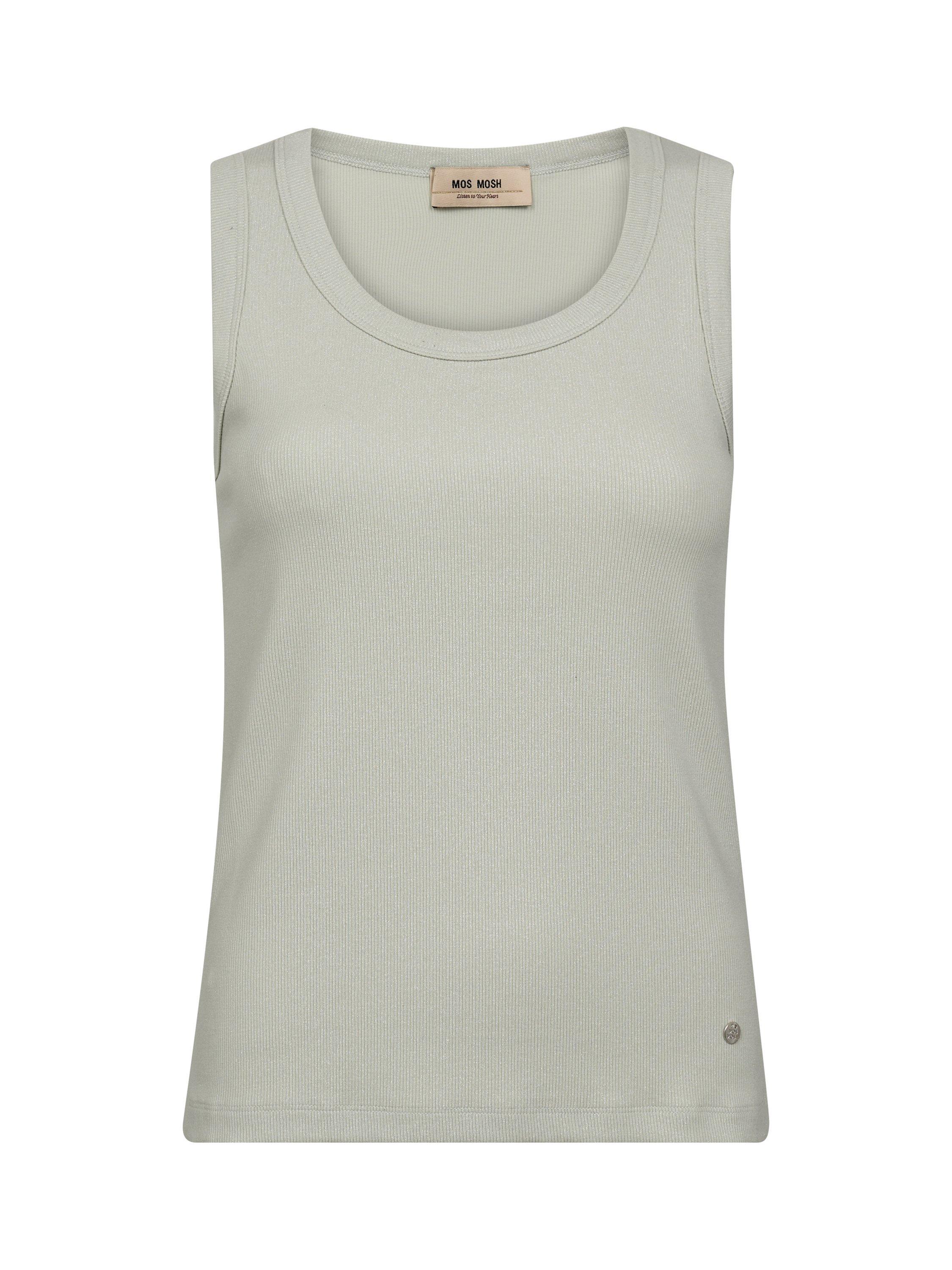 Product image 1 of 2, which shows MOS MOSH Casa Ribbed Shimmer Tank Top, Mid Green, M