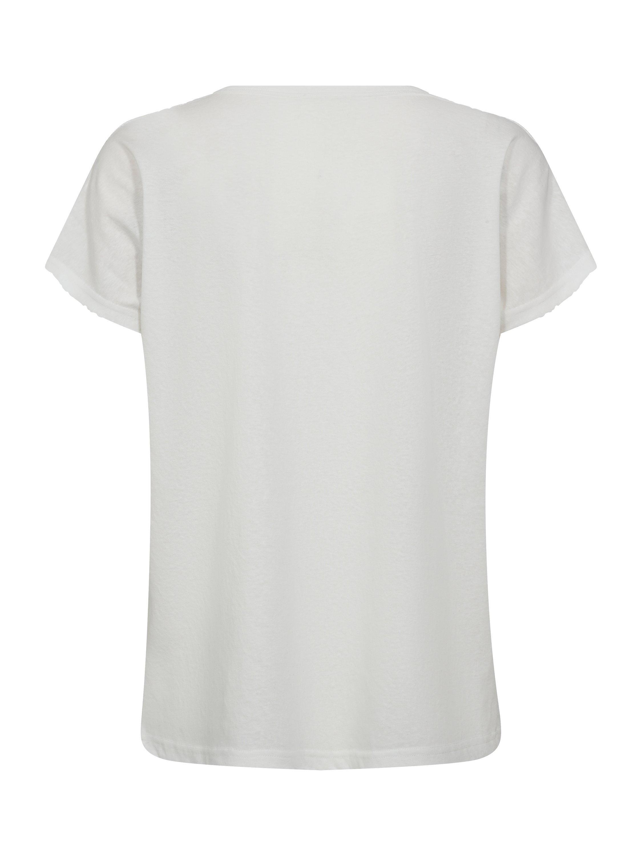 Product image 2 of 2, which shows MOS MOSH Dayo V-Neck Broderie Anglaise Sleeve T-Shirt, White, XS