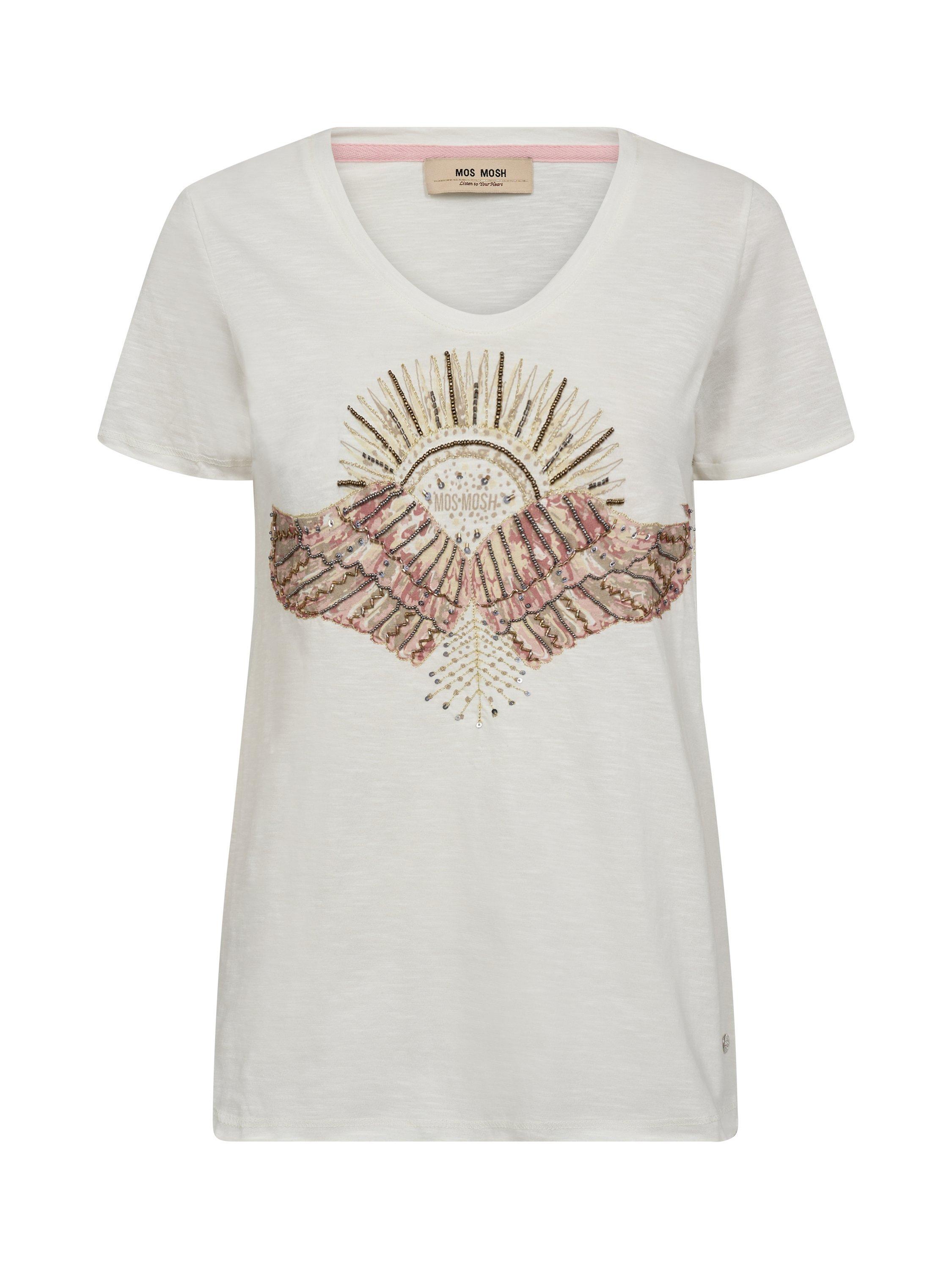 MOS MOSH Nadine Embroidered Sunburst T-Shirt, Natural Cream