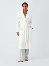 John Lewis Fleece Contrast Piping Dressing Gown, Ivory