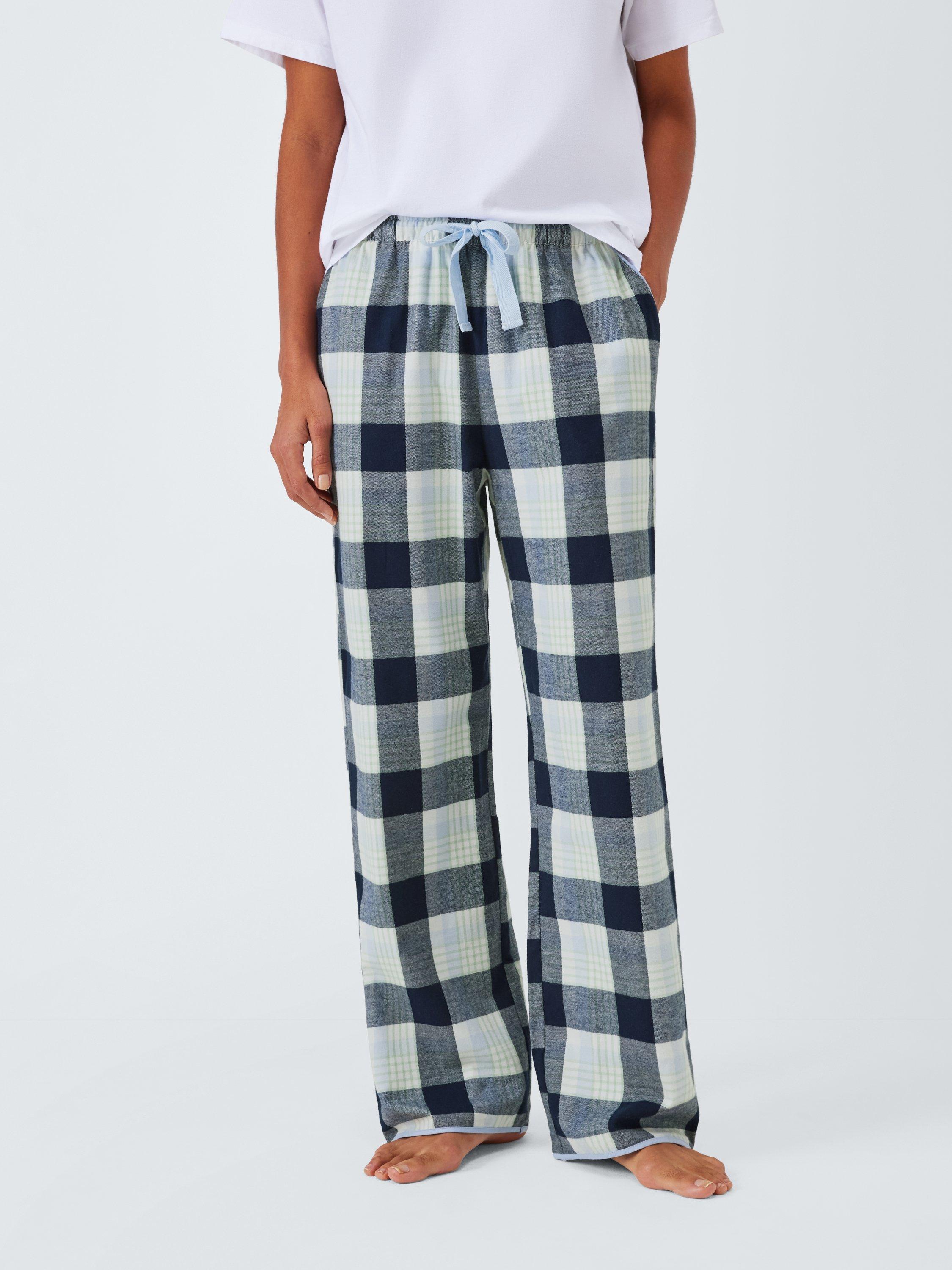 Product image 1 of 6, which shows John Lewis Check Brushed Cotton Pyjama Bottoms, Navy, 8