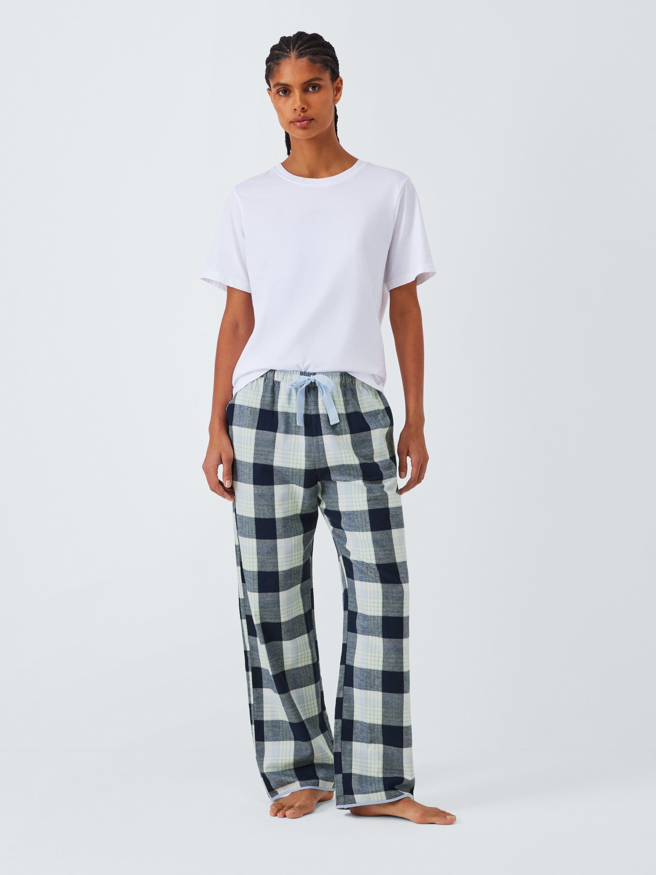 Product image 3 of 6, which shows John Lewis Check Brushed Cotton Pyjama Bottoms, Navy, 8