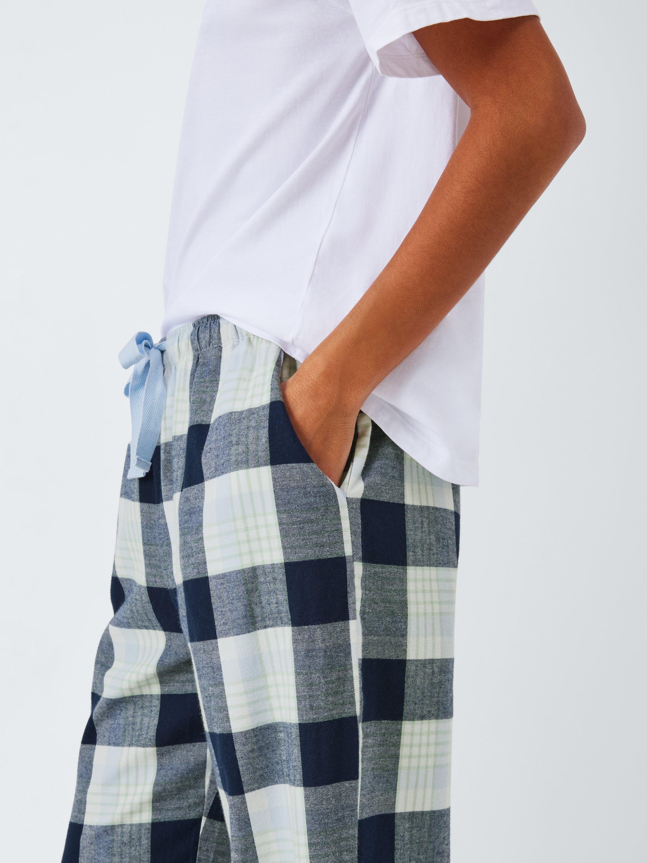 Product image 6 of 6, which shows John Lewis Check Brushed Cotton Pyjama Bottoms, Navy, 8