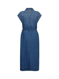 MOS MOSH Pitti Nalin Cotton Denim Midi Dress - view 2, Mid Blue