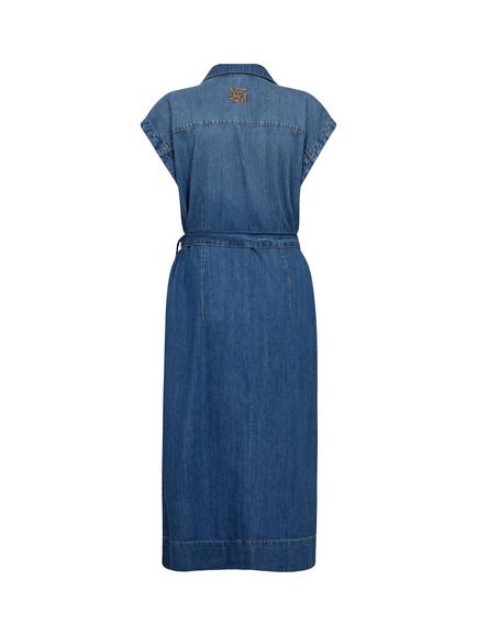 MOS MOSH Pitti Nalin Cotton Denim Midi Dress - view 2, Mid Blue