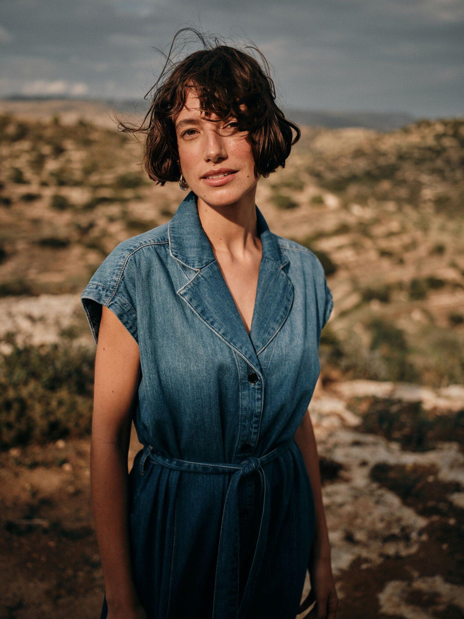 Product image 4 of 5, which shows MOS MOSH Pitti Nalin Cotton Denim Midi Dress, Mid Blue, L