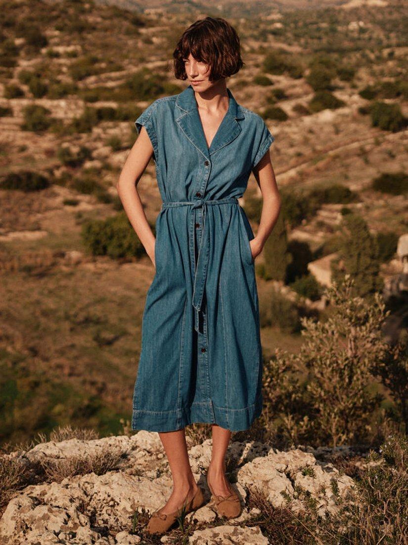 Product image 5 of 5, which shows MOS MOSH Pitti Nalin Cotton Denim Midi Dress, Mid Blue, L
