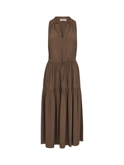 MOS MOSH Sabri Solida A-Line V-Neck Tunic Maxi Dress, Mid Brown
