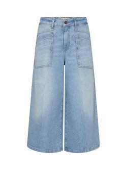 MOS MOSH Sagai Cropped Culotte Jeans, Mid Blue, Mid Blue