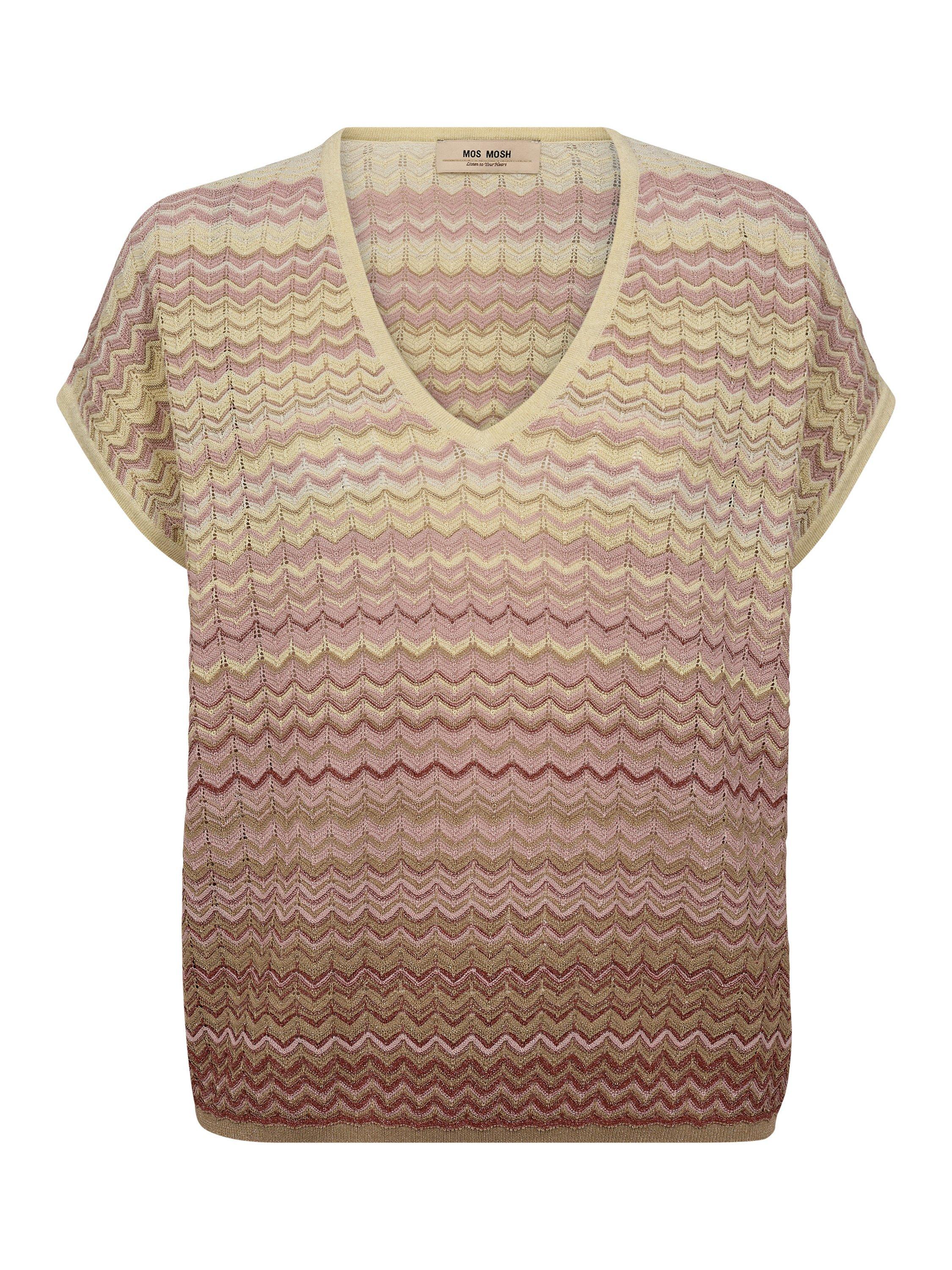 Product image 1 of 5, which shows MOS MOSH Shani Cotton Blend V-Neck Knit Top, Multi, S