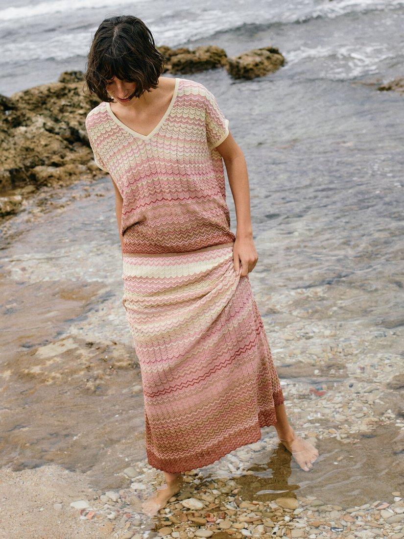 Product image 4 of 5, which shows MOS MOSH Shani Cotton Blend V-Neck Knit Top, Multi, S