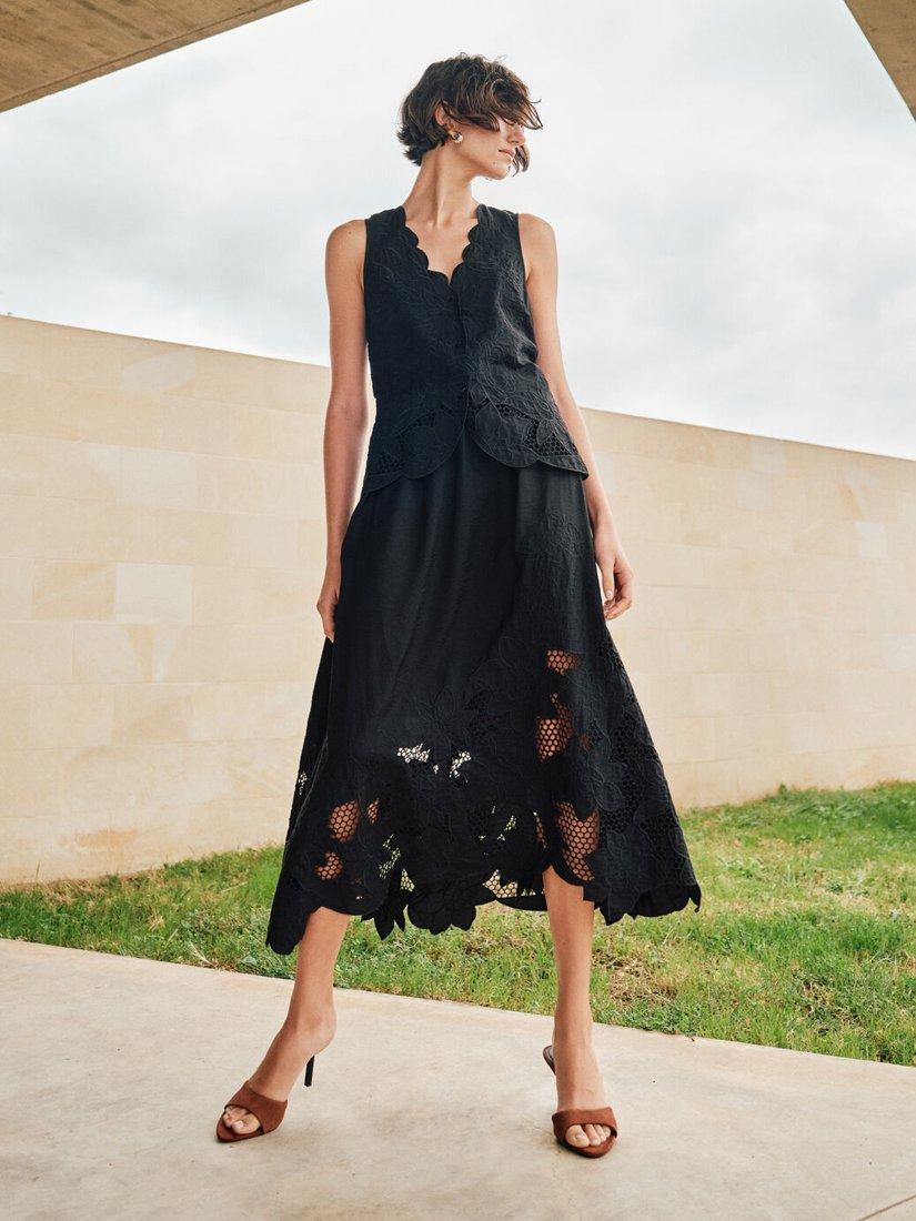 Product image 4 of 4, which shows MOS MOSH Daima Broderie Lace Top, Black, S