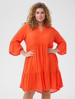 KAFFE Kcmariana Ami V-Neck Dress, Mid Orange, Mid Orange