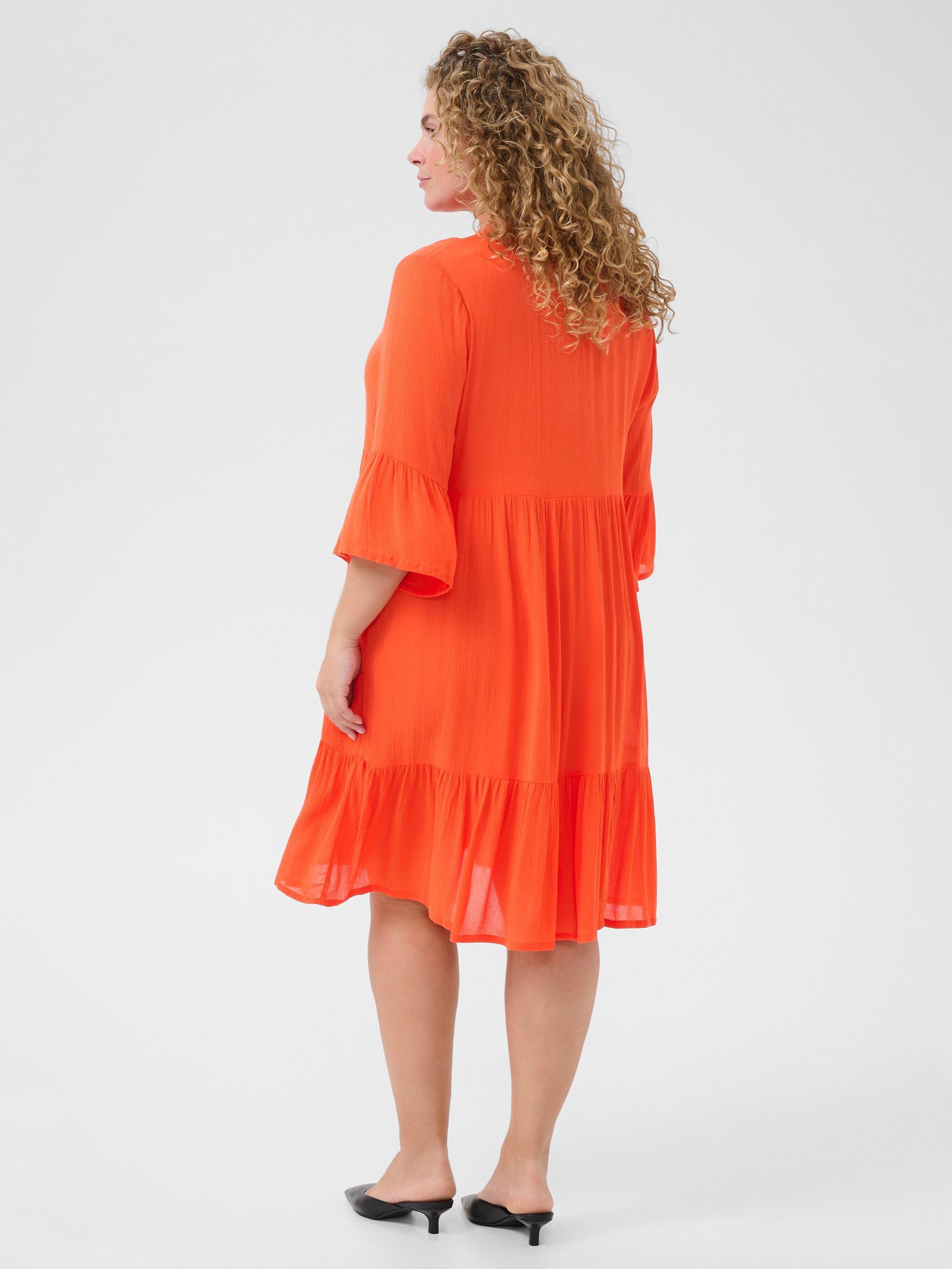 Product image 2 of 6, which shows KAFFE Kcmariana Ami V-Neck Dress, Mid Orange, 22