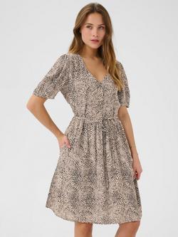 KAFFE KAliana Short Sleeved Leopard Print Dress, Multi, Multi