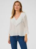KAFFE KAjohanna Cotton Bell Sleeved Blouse, White