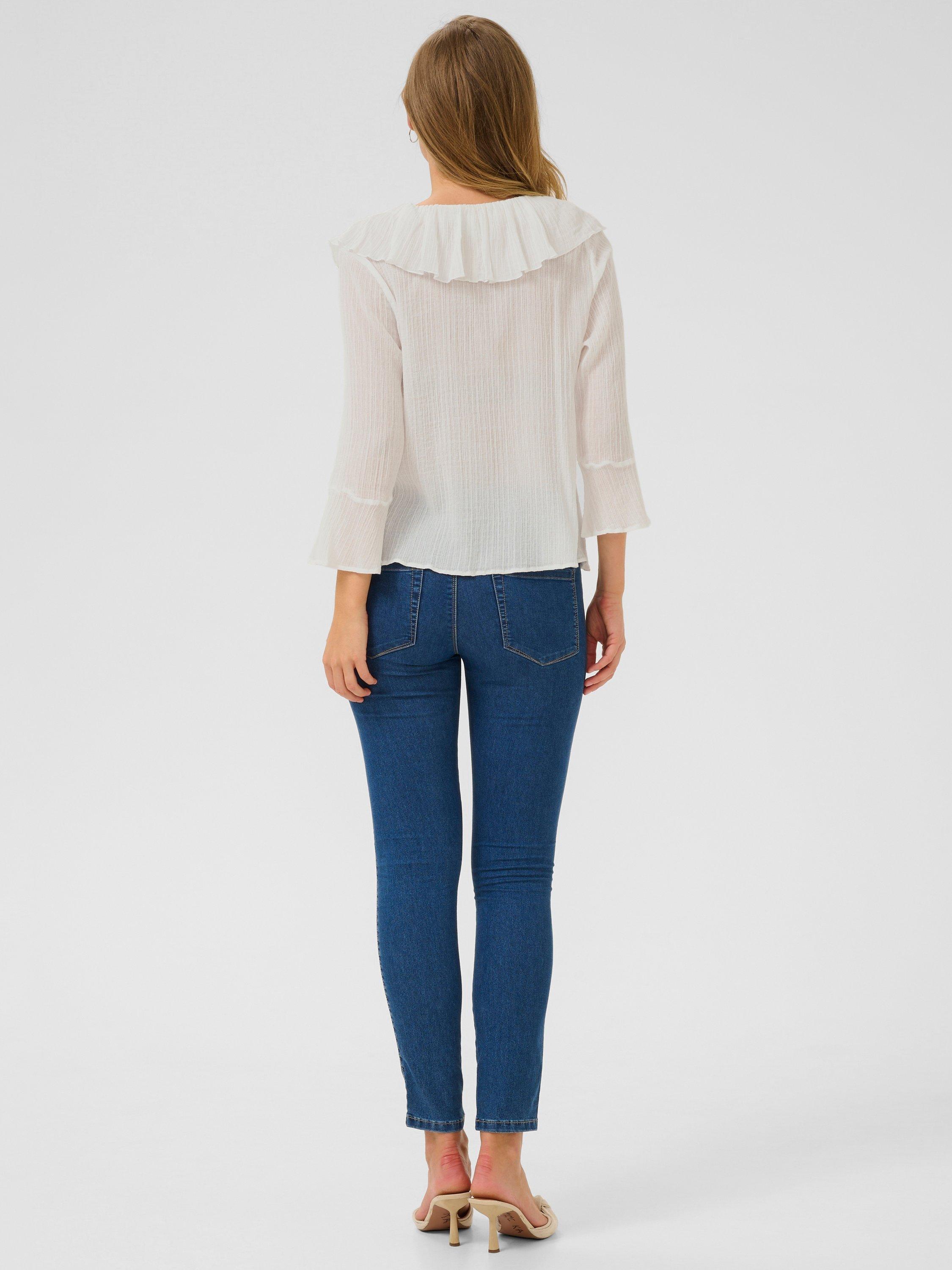 Product image 2 of 5, which shows KAFFE KAjohanna Cotton Bell Sleeved Blouse, White, 8