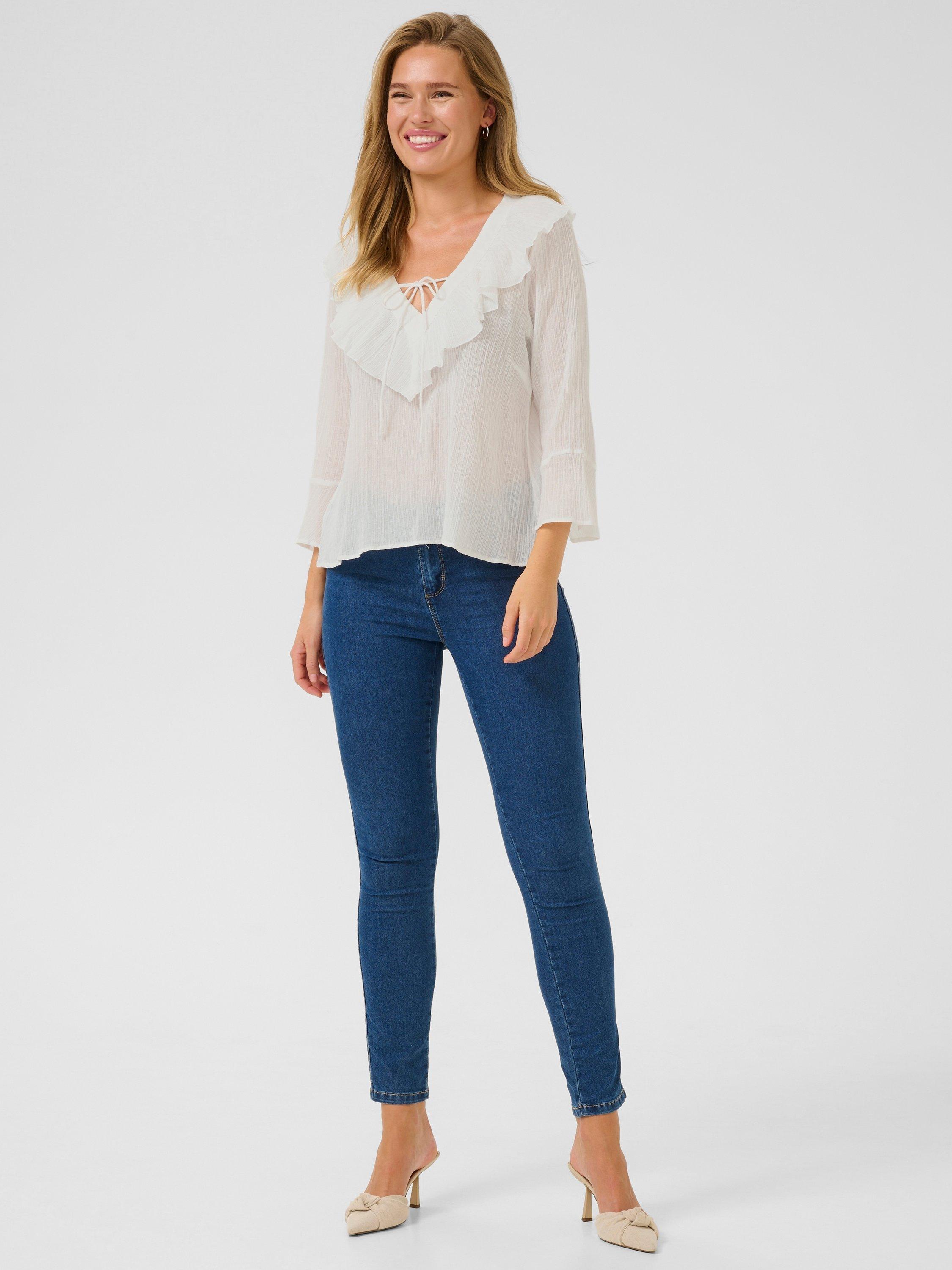 Product image 3 of 5, which shows KAFFE KAjohanna Cotton Bell Sleeved Blouse, White, 8