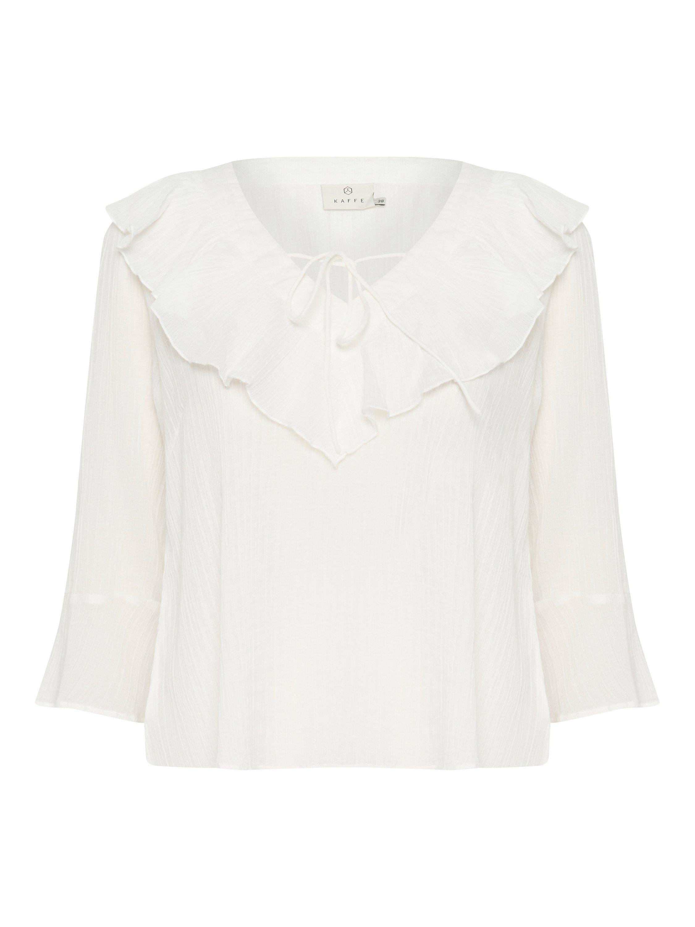 Product image 5 of 5, which shows KAFFE KAjohanna Cotton Bell Sleeved Blouse, White, 8