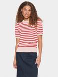 Saint Tropez Mila Stripe Short Sleeve Jumper, Pink/Multi