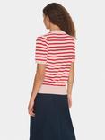 Saint Tropez Mila Stripe Short Sleeve Jumper, Pink/Multi