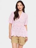 Saint Tropez Geleksa Broderie Angalise Top, Mid Pink