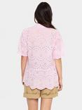Saint Tropez Geleksa Broderie Angalise Top, Mid Pink
