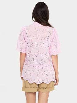 Saint Tropez Geleksa Broderie Angalise Top, Mid Pink - view 2, Mid Pink