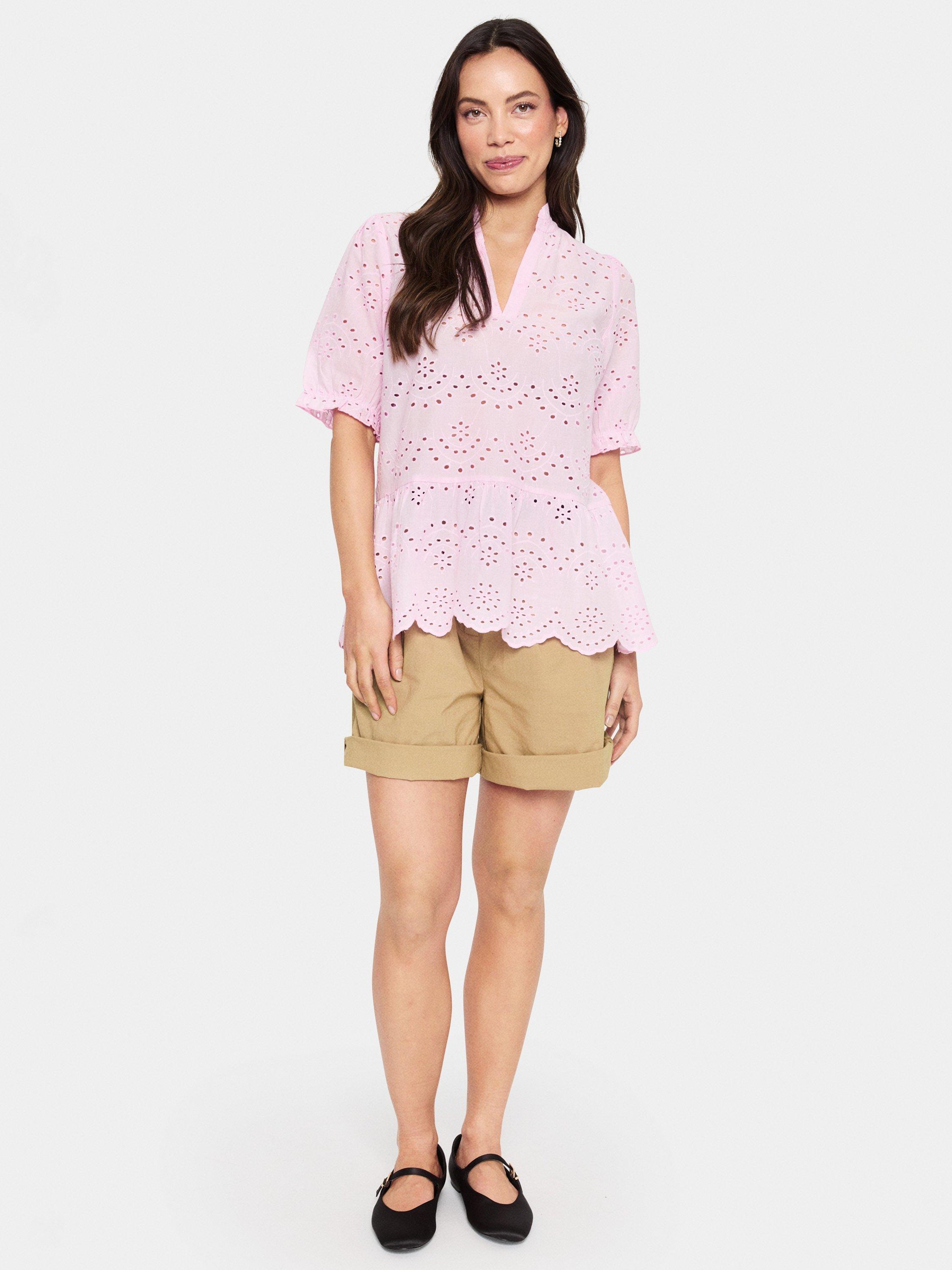 Product image 3 of 6, which shows Saint Tropez Geleksa Broderie Angalise Top, Mid Pink, XS