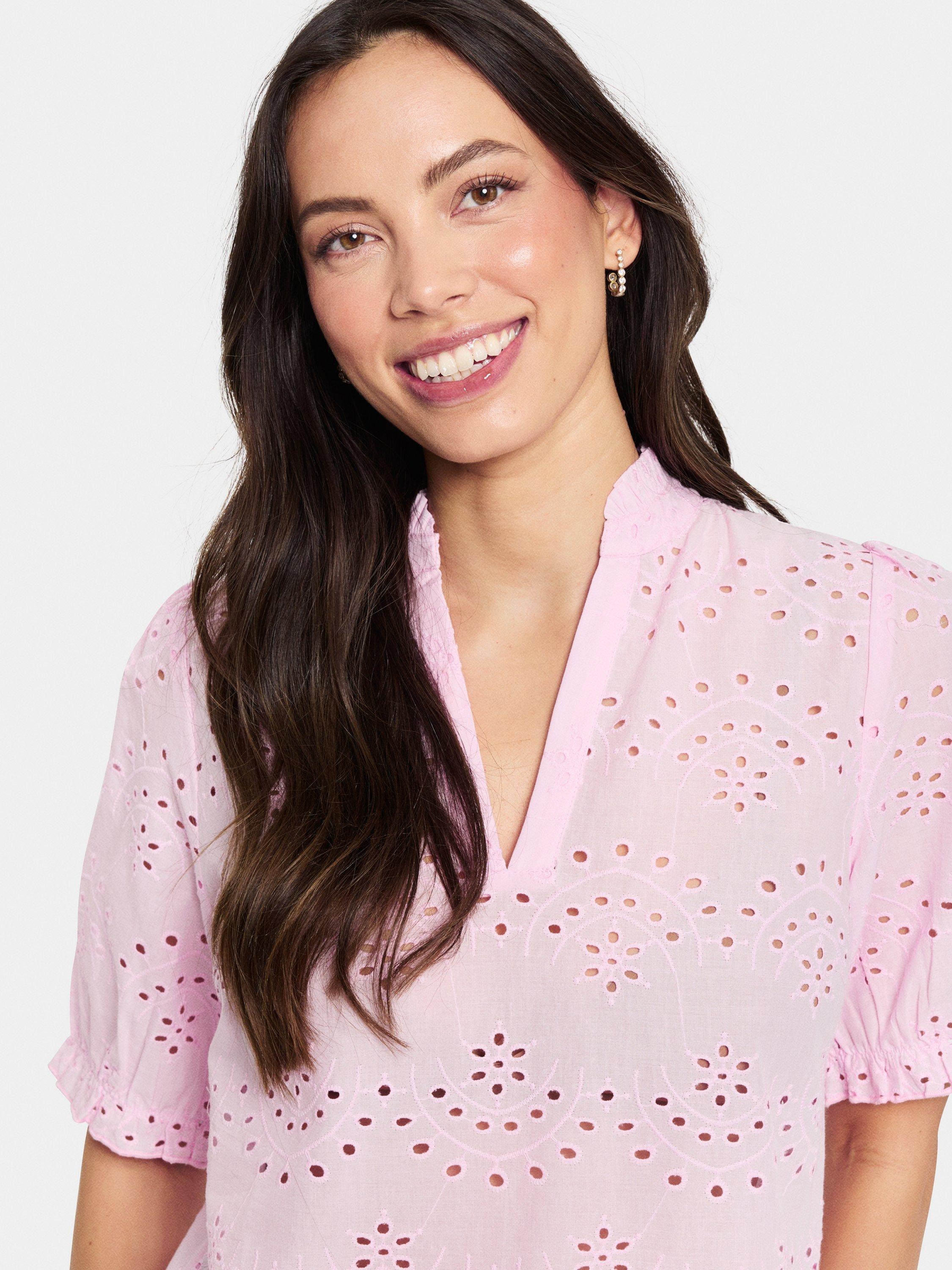 Product image 4 of 6, which shows Saint Tropez Geleksa Broderie Angalise Top, Mid Pink, XS