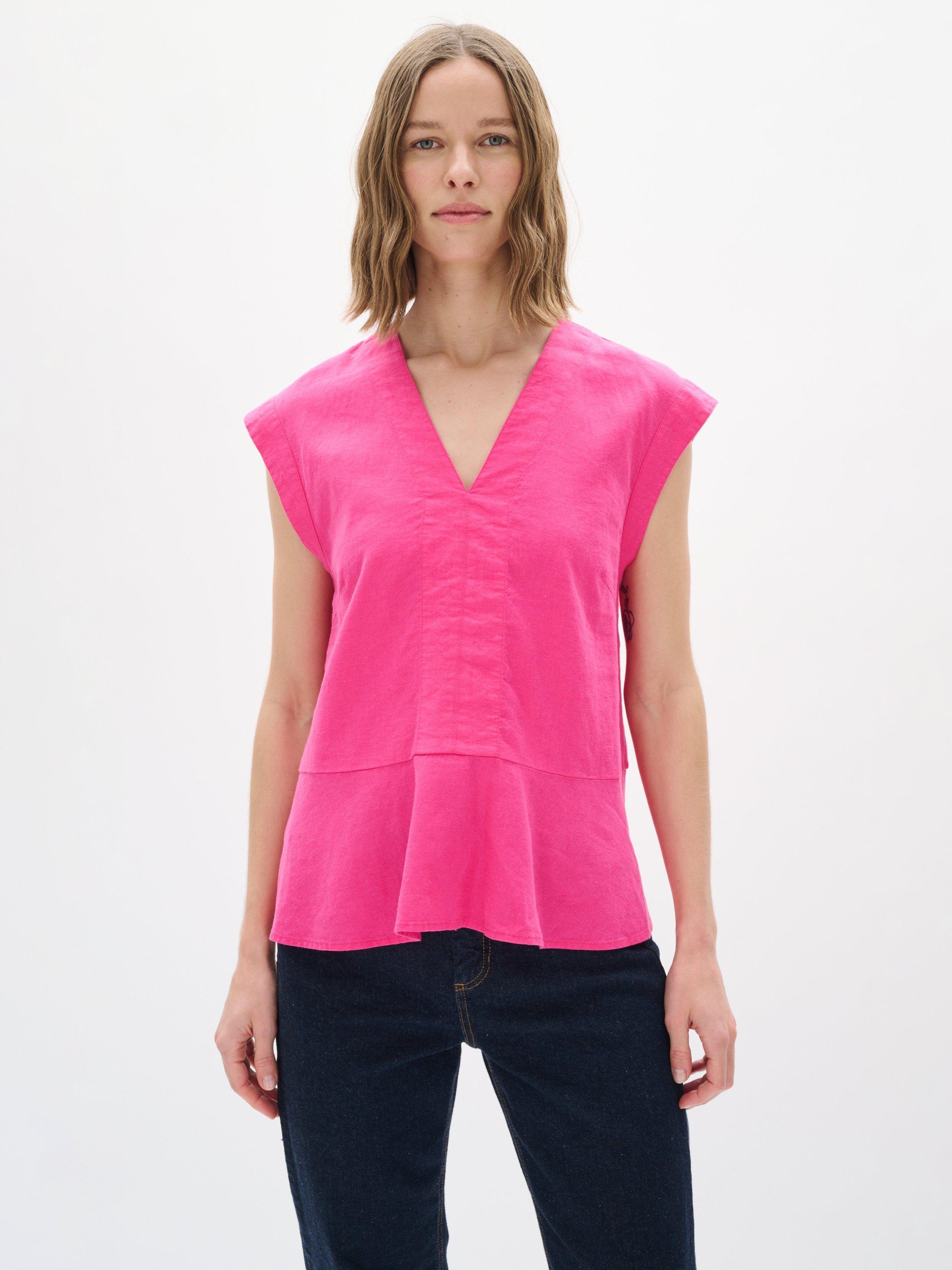 Product image 1 of 6, which shows InWear Rimone Linen Rich Top, Mid Pink, 8