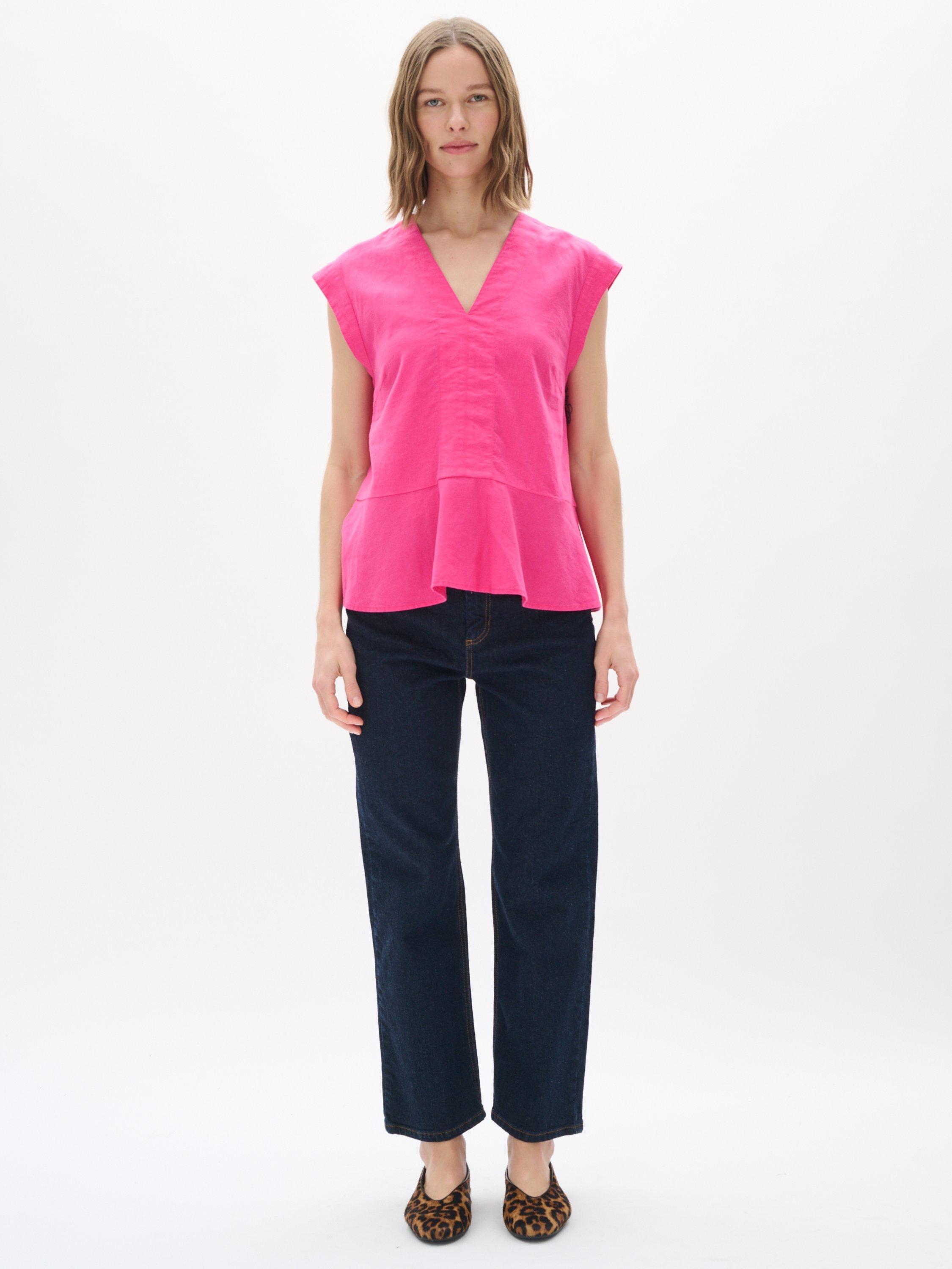 Product image 3 of 6, which shows InWear Rimone Linen Rich Top, Mid Pink, 8