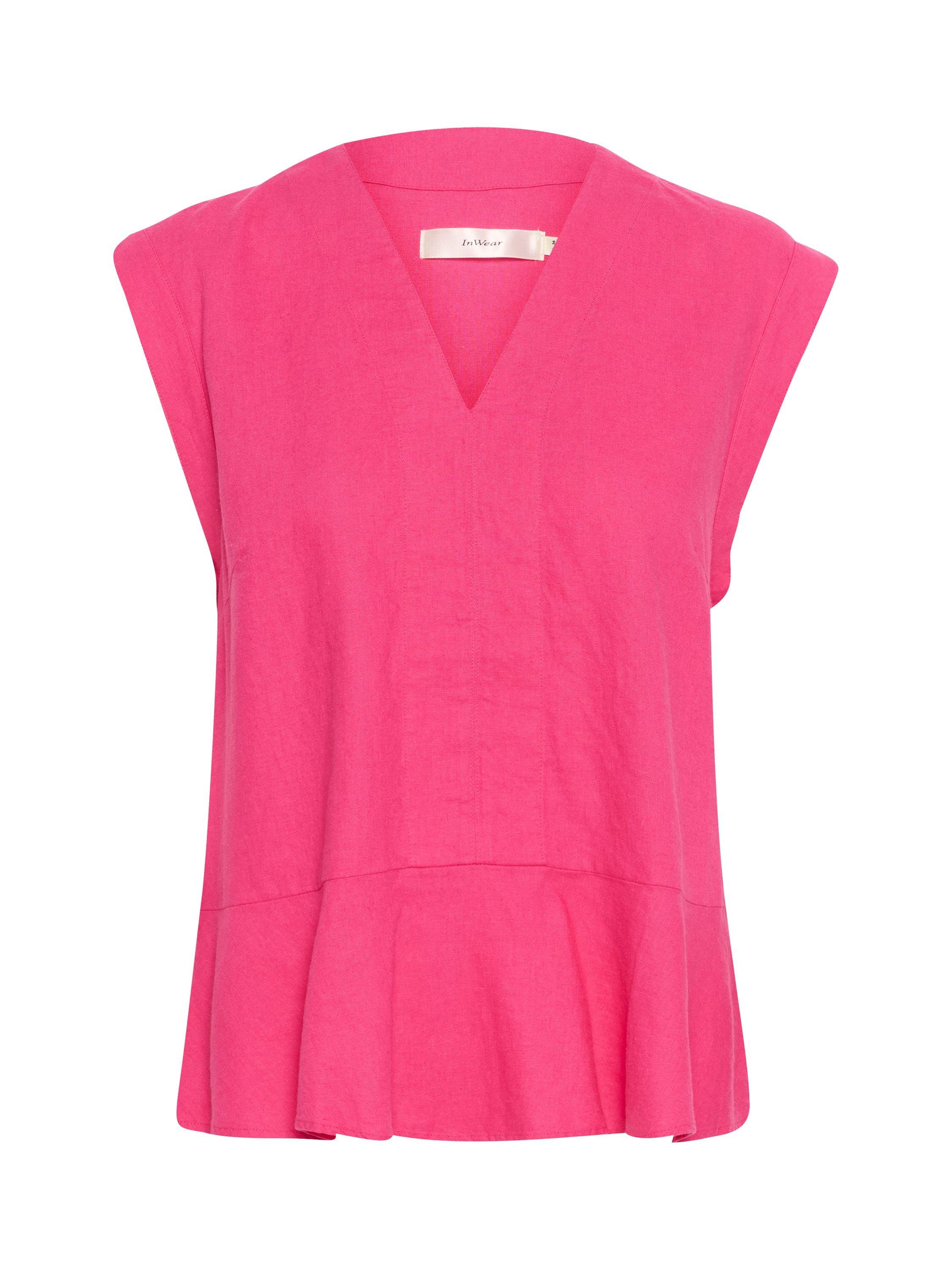 Product image 5 of 6, which shows InWear Rimone Linen Rich Top, Mid Pink, 8