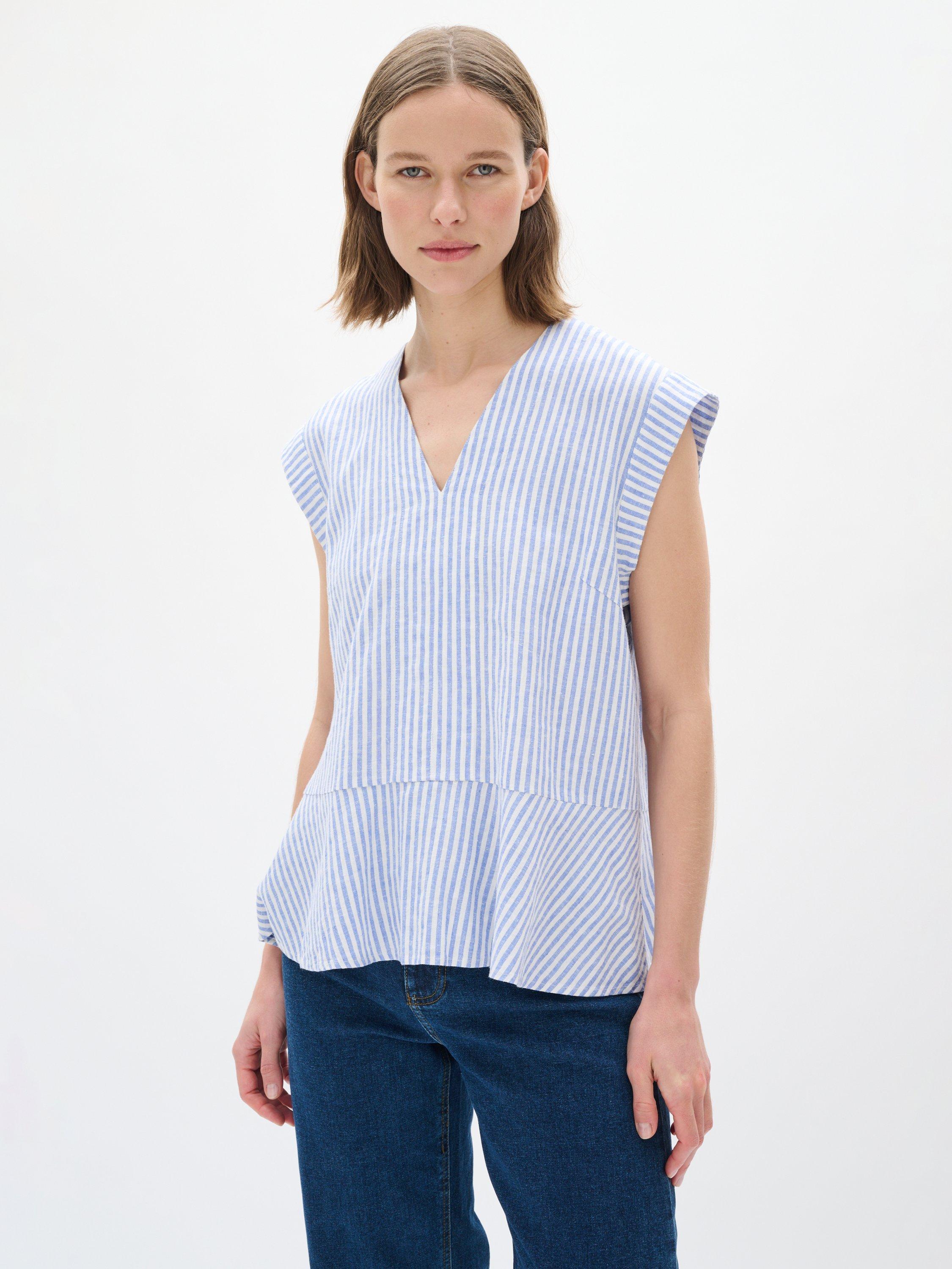 InWear Rimone Stripe Linen Rich Top, Blue/Multi