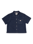 Nudie Jeans Lina Short Sleeve Painter Denim Shirt, Dark Blue