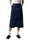 Nudie Jeans Boel Painter Denim Midi Skirt, Dark Blue