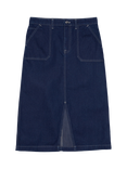 Nudie Jeans Boel Painter Denim Midi Skirt, Dark Blue