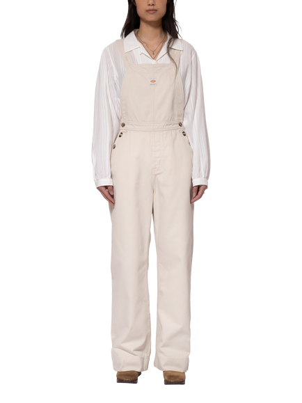 Nudie Jeans Judy Workwear Cotton Twill Dungarees, Off White, Off White